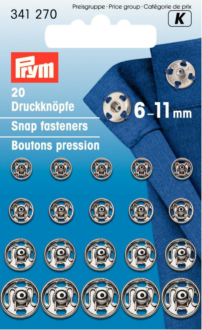 Prym Mix Sized Snaps Silver