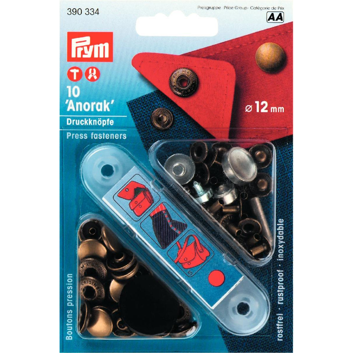 Prym Anorak Press Fasteners 12mm Antique Brass