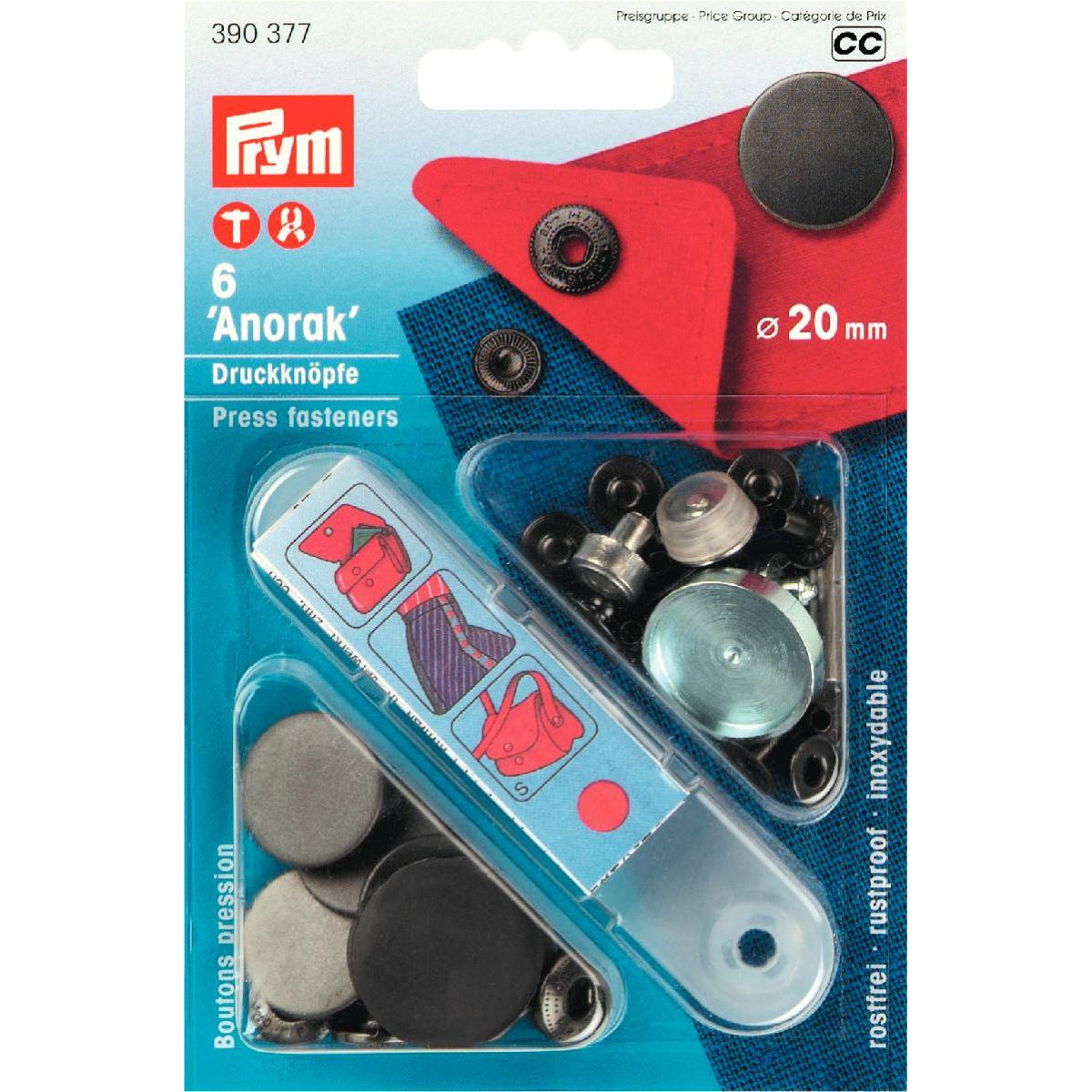 Prym Anorak Press Fasteners 20mm Black