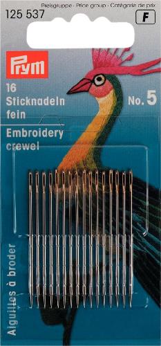 Prym No5 Embroidery Crewel Needles
