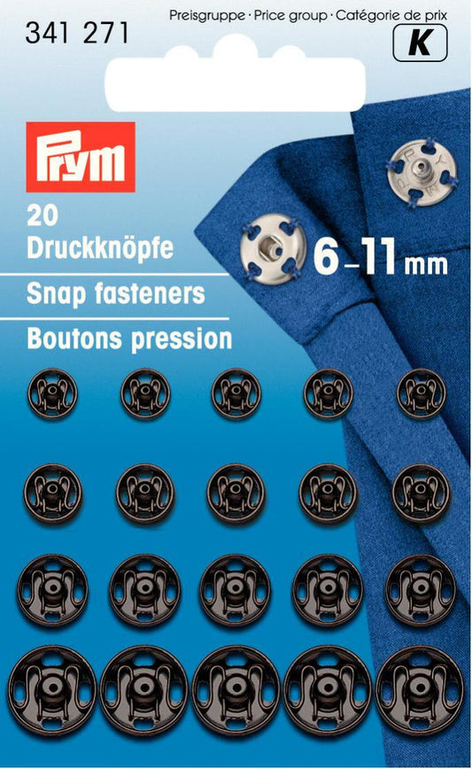 Prym Mix Sized Snaps Gun Metal