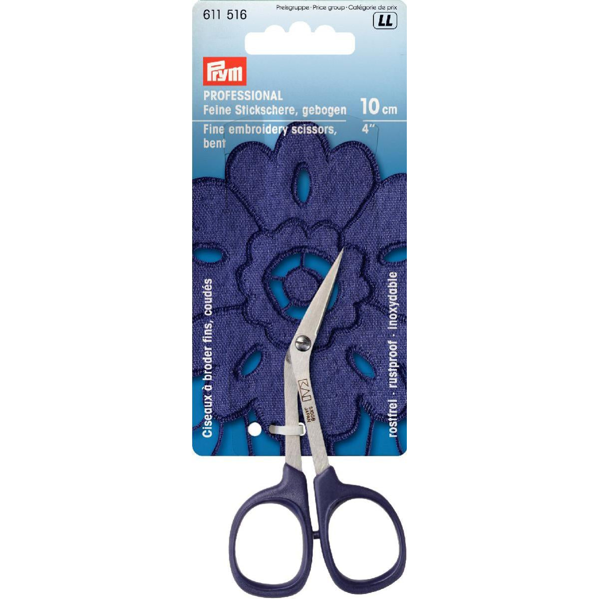 Prym 10cm Professional HT Bent Embroidery Scissors