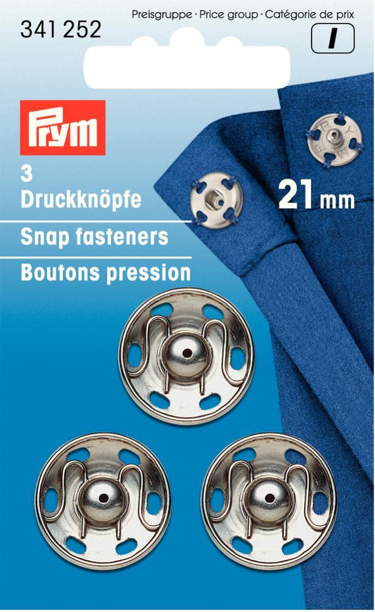 Prym 21mm Snaps Silver